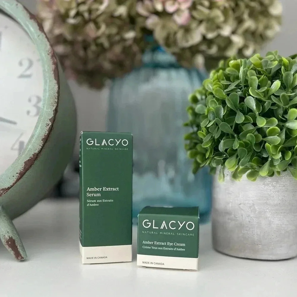 Glacyo Natural Mineral Skincare Amber Extract Serum and Eye  Cream